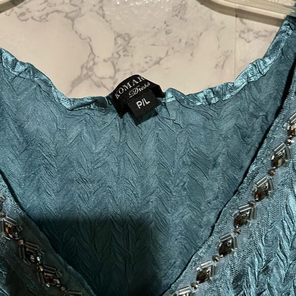 Komarov Women's Beaded Charmeuse & Chiffon Midi Dress Size PL - Picture 7 of 8